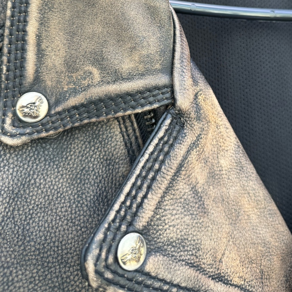 Brown Leather Motorcycle Riding Jacket - Picture 2 of 15
